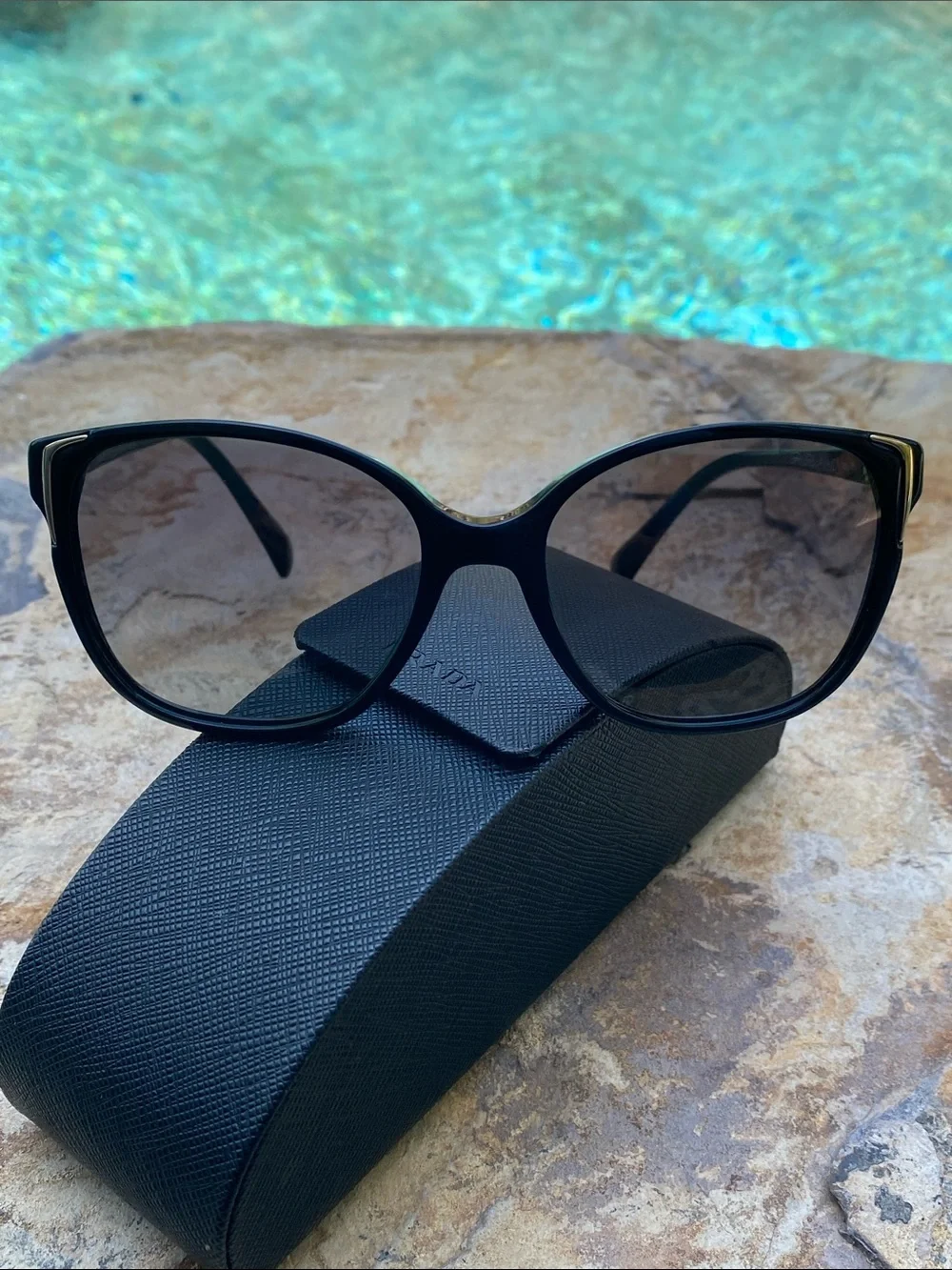 Authentic Prada Black Butterfly Frame Sunglasses with Dark Lenses SPR01O 1AB-3M1